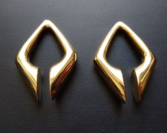 Pesas para las orejas de latón tribal – Expansores hechos a mano con baño de plata, 12 mm