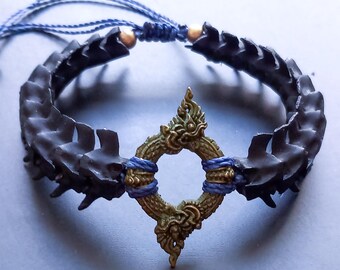 蛇の骨ブレスレット（大）サイズ調整可能、剥製脊椎ジュエリー