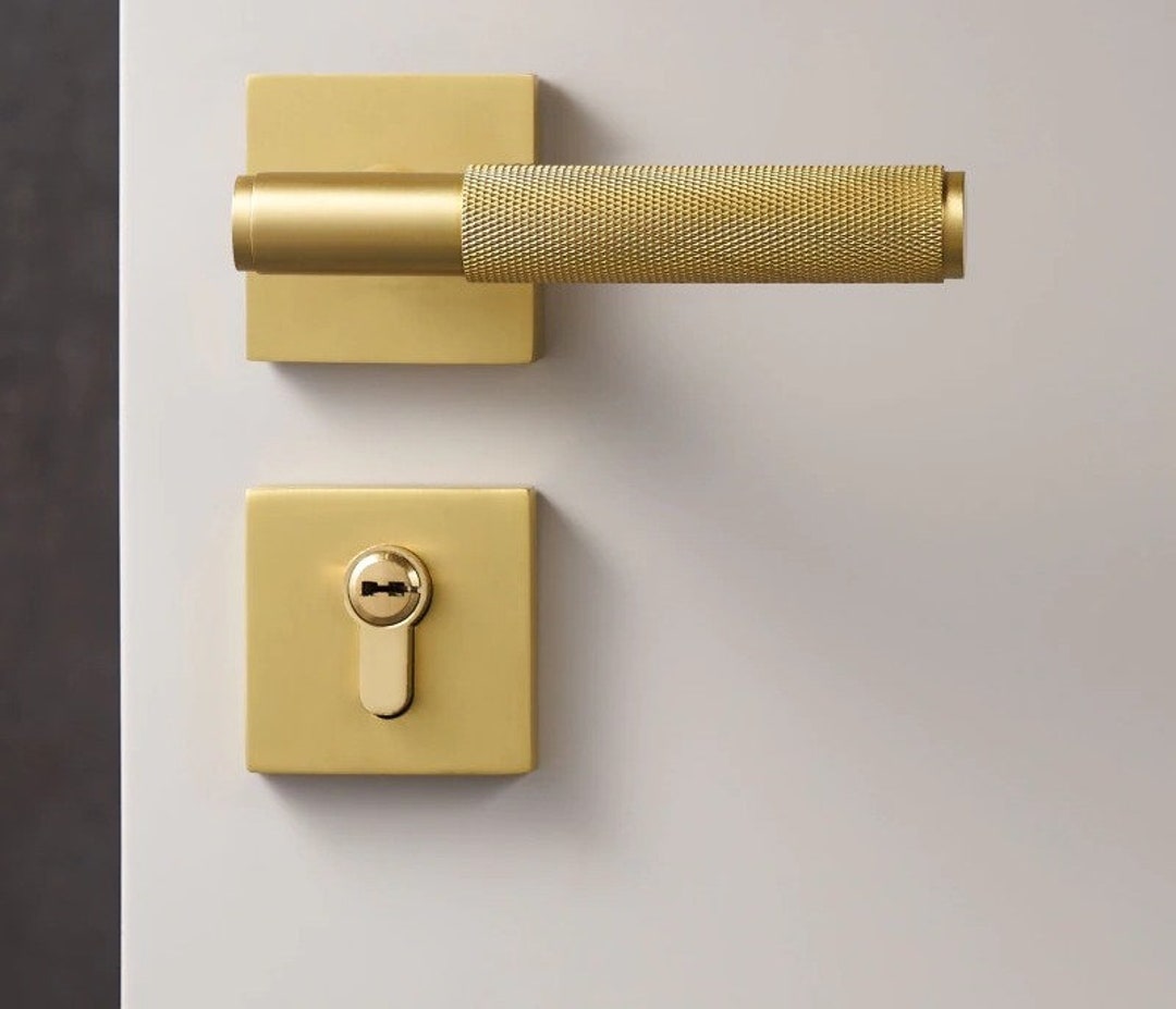 Handmade Knurled Brass Door Handle Knob Pulls With Backplates Etsy