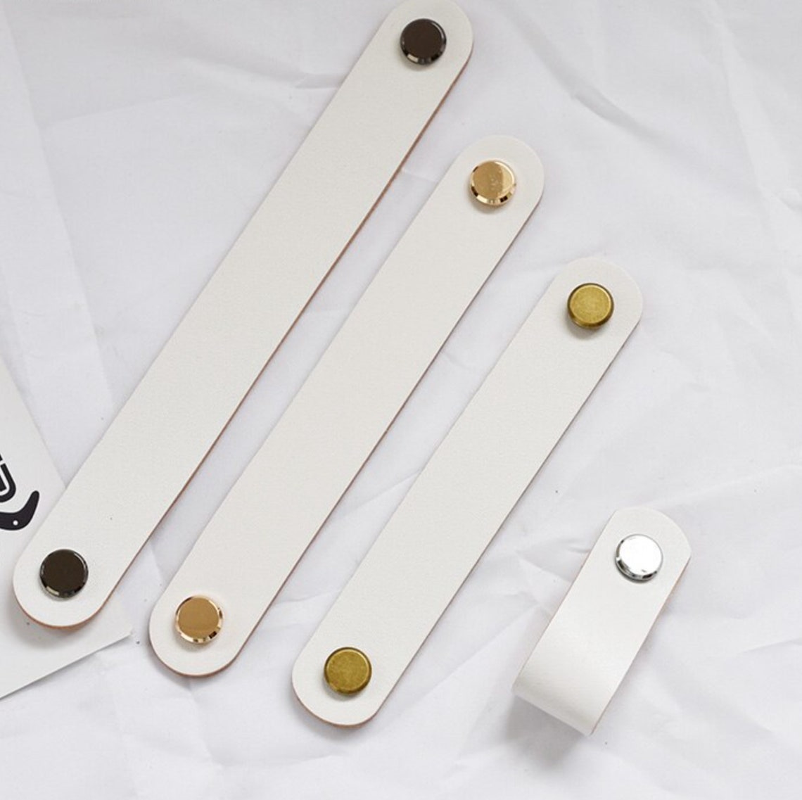 White Leather Drawer Pulls / Leather Pulls / Dresser Handles / Etsy