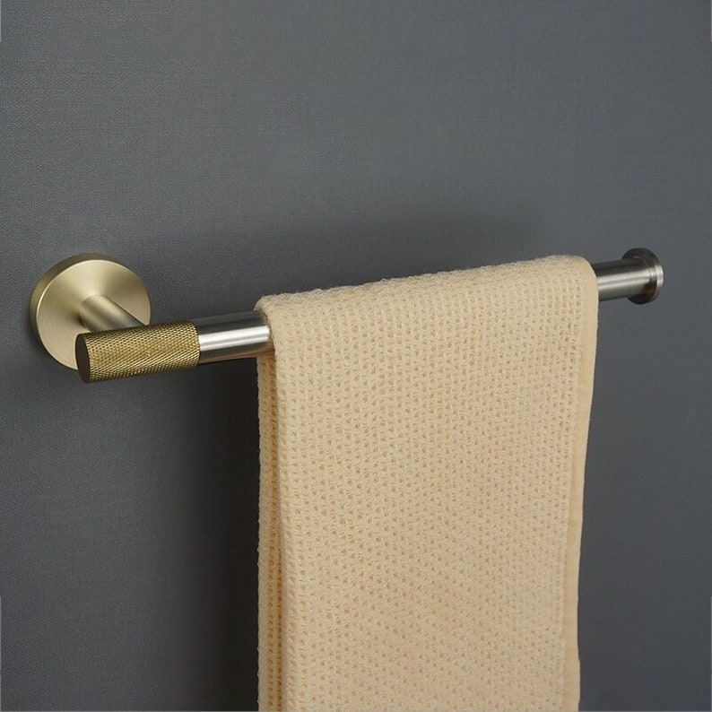 Brushed Stainless Steel & Gold Knurled Washroom Accessories Etsy