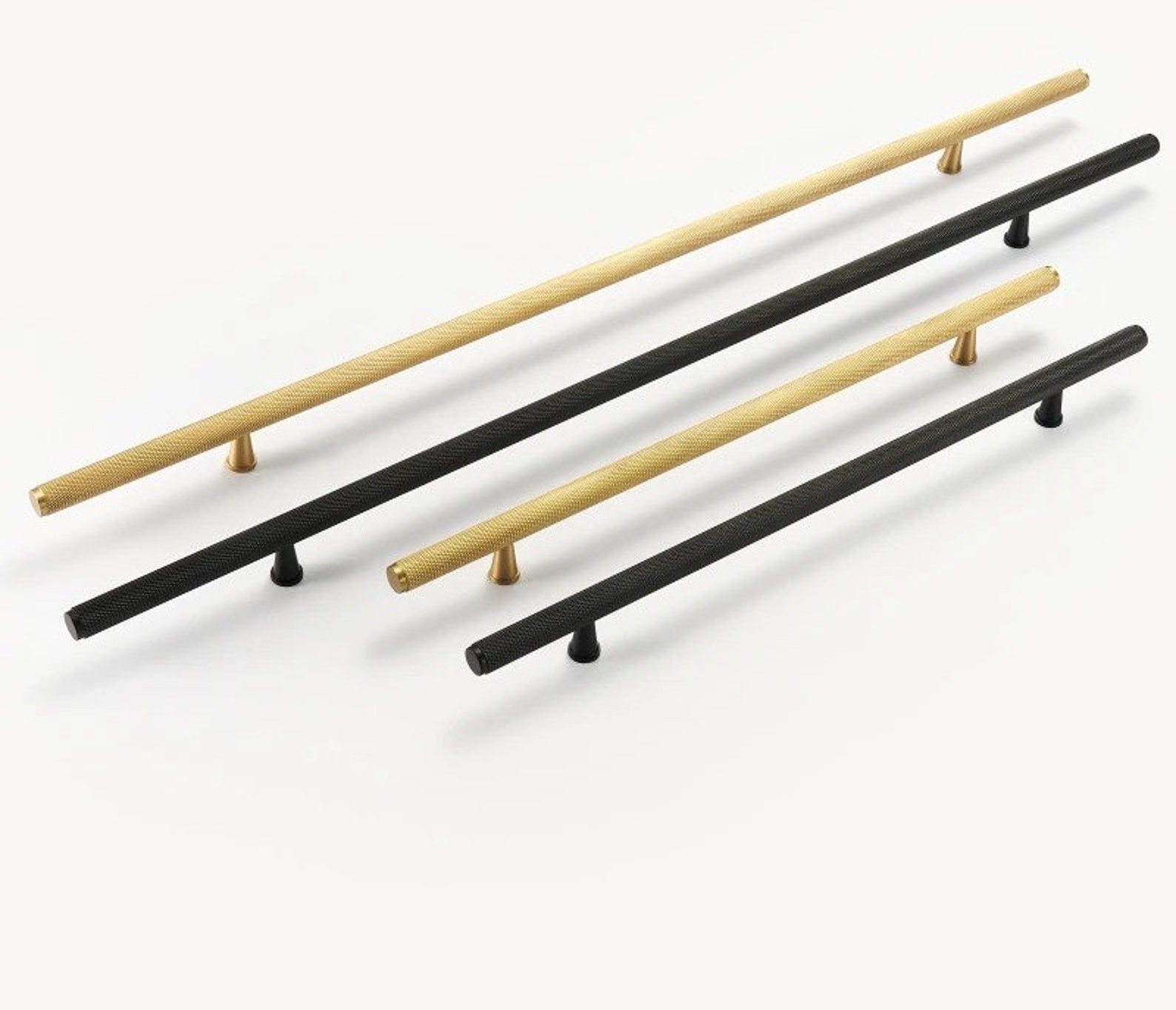 Long Solid Brass Appliance Pulls Knurled Furniture Handles Etsy