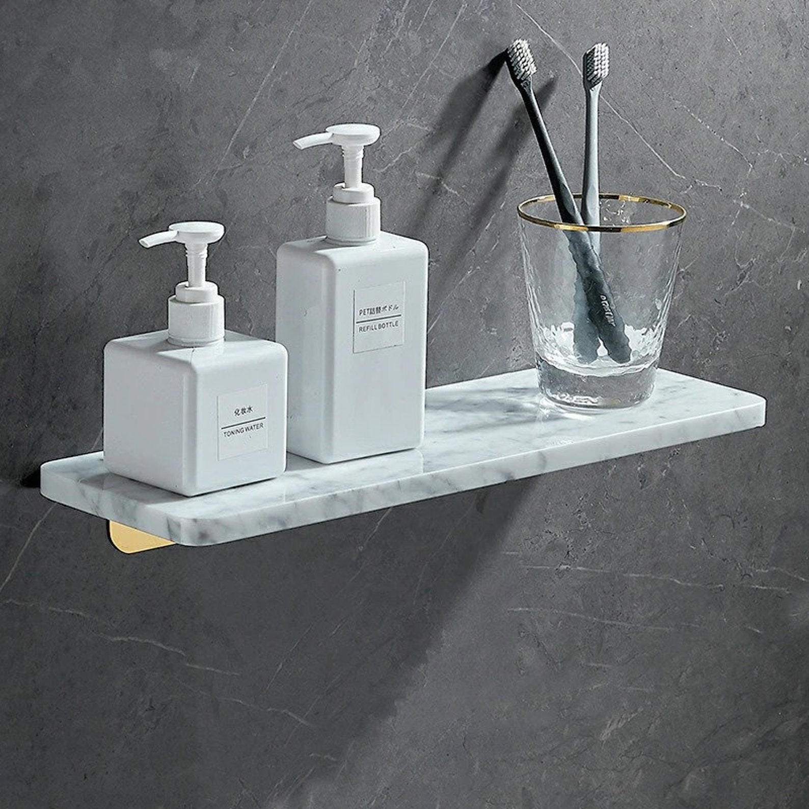 Black & White Marble Shelf Bathroom Towel Bar Holder Luxury Etsy