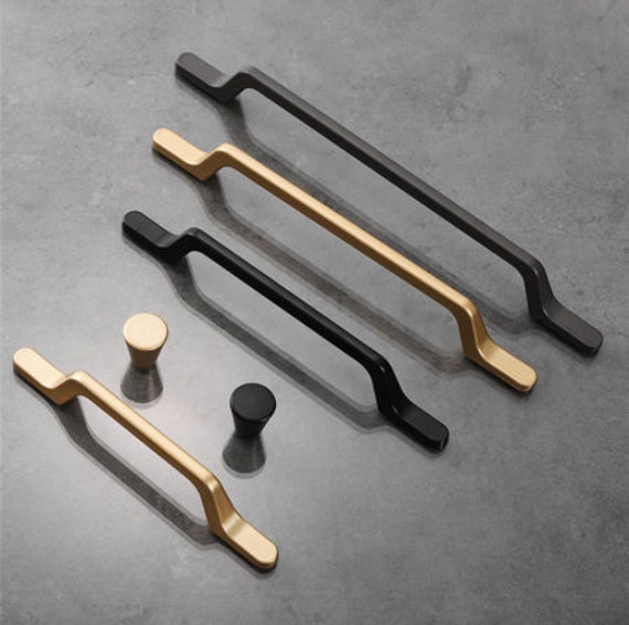 Matte Gold/Black Long Kitchen Handles Pulls Cupboard Etsy