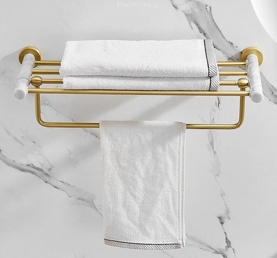 Luxury Brushed Brass Bathroom Shelf Hotel Gold Shower Caddy Decorative  Bathroom Shelves Wall Mounted