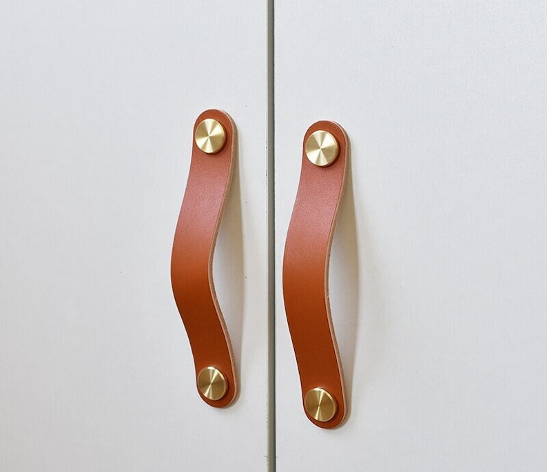 Leather Drawer Pulls / Leather Pulls / Dresser Handles / Etsy