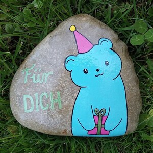Süßer Bär Für dich - mal was anderes als eine Geburtstagskarte Stein handbemalt