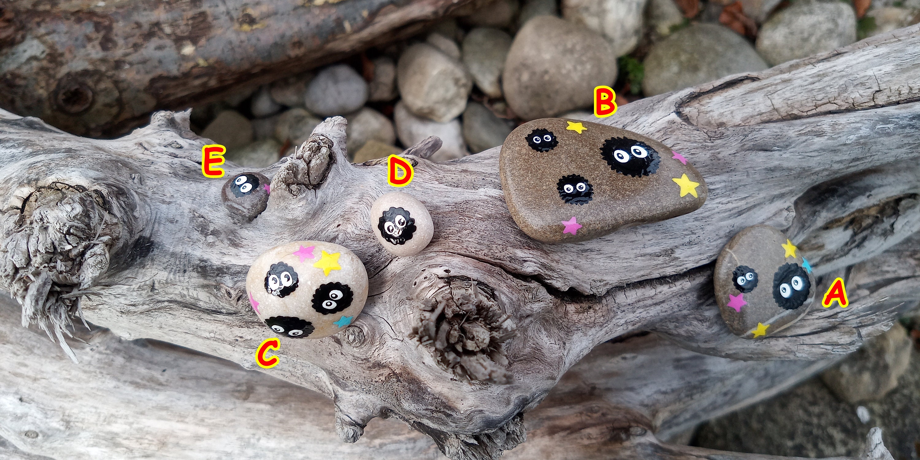 Rußmännchen Ghibli Steine handbemalt Süß Kawaii Totoro Nerd Etsy