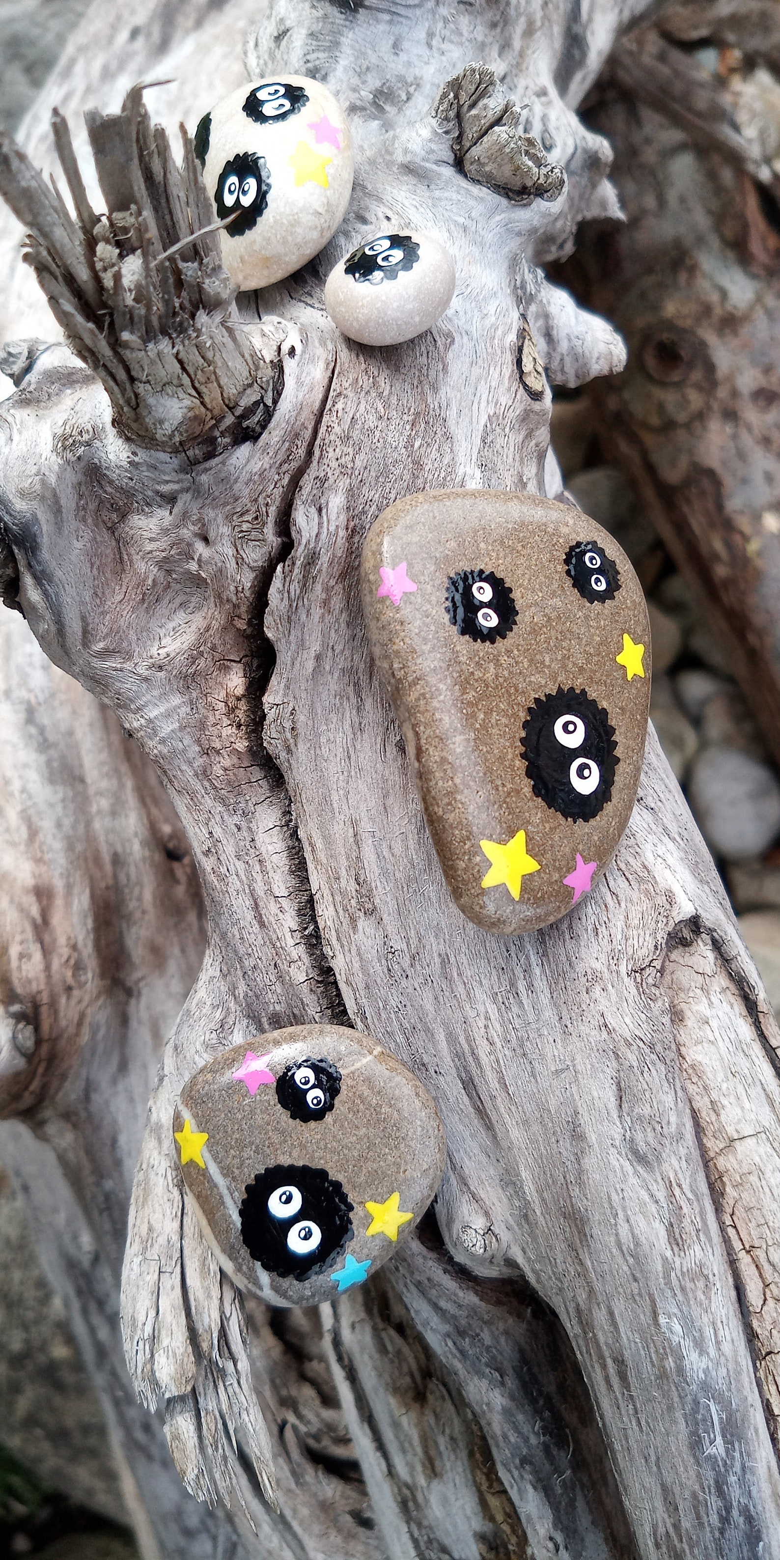 Rußmännchen Ghibli Steine handbemalt Süß Kawaii Totoro Nerd Etsy