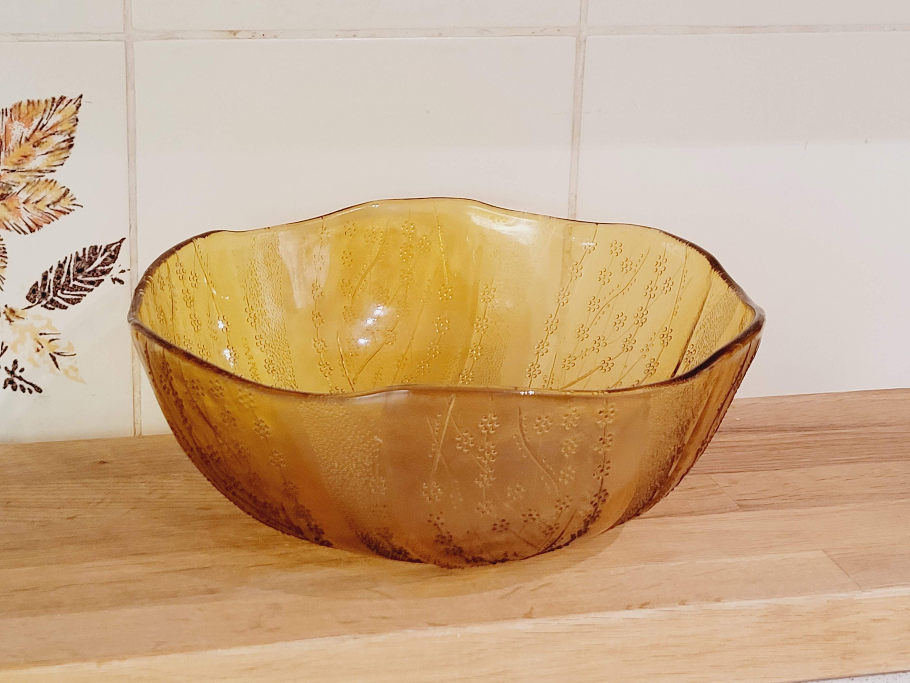 Vintage Amber Glass Bowl / Fruit Bowl / Serving Bowl / Etsy