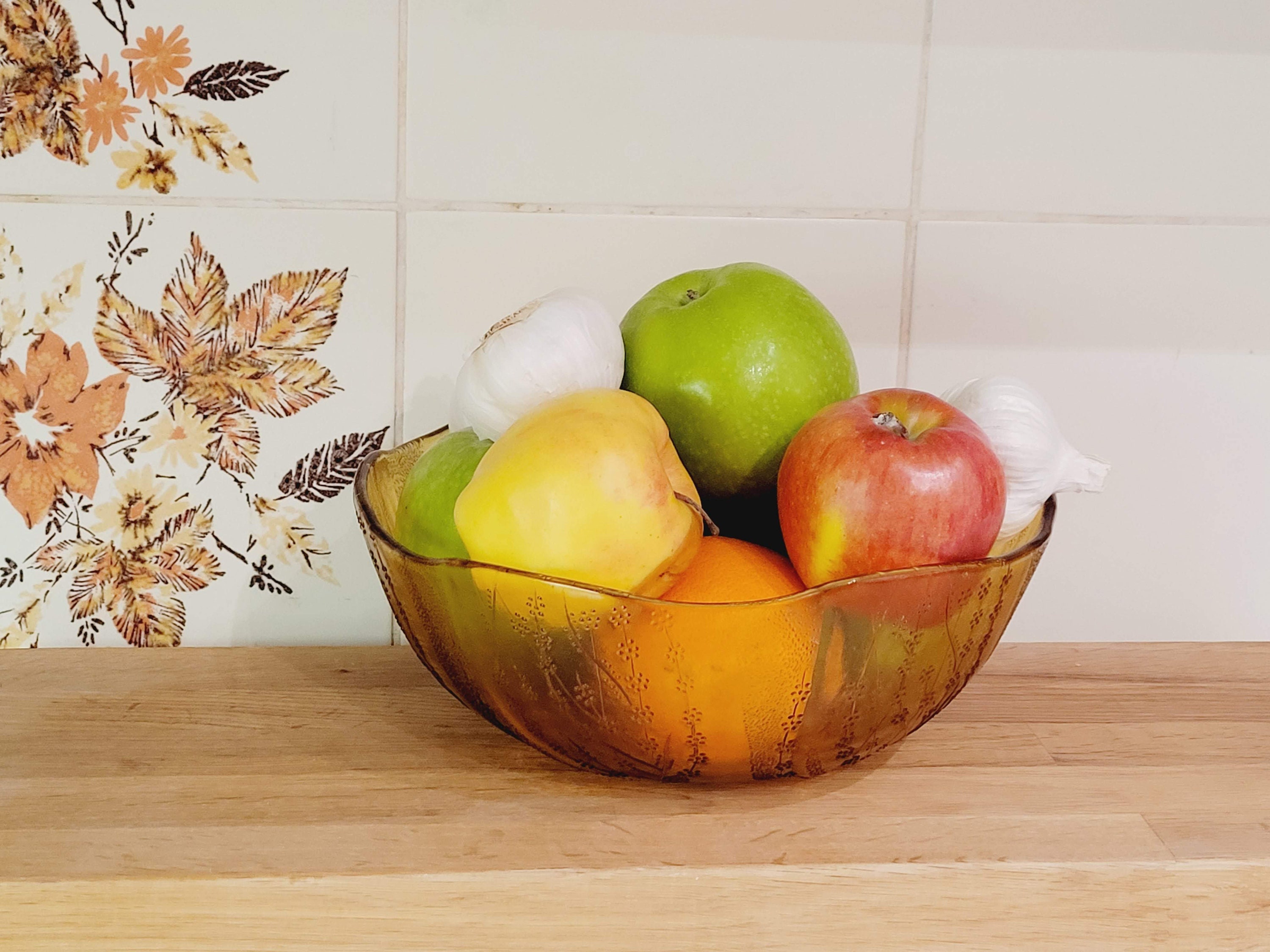 Vintage Amber Glass Bowl / Fruit Bowl / Serving Bowl / Etsy