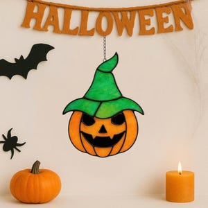 Pumpkin Stained Glass Window Hangings, Pumpkin Decorations, Halloween Gift, Halloween  Ornament Spooky, Suncatcher Halloween Home Decor
