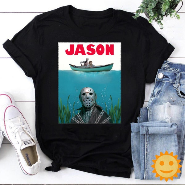 Jason Voorhees Jaws Vintage T-Shirt, Halloween Shirt, Horror Movie Shirt, Jason Voorhees Shirt, Friday The 13th Shirt, Jaws Shirt