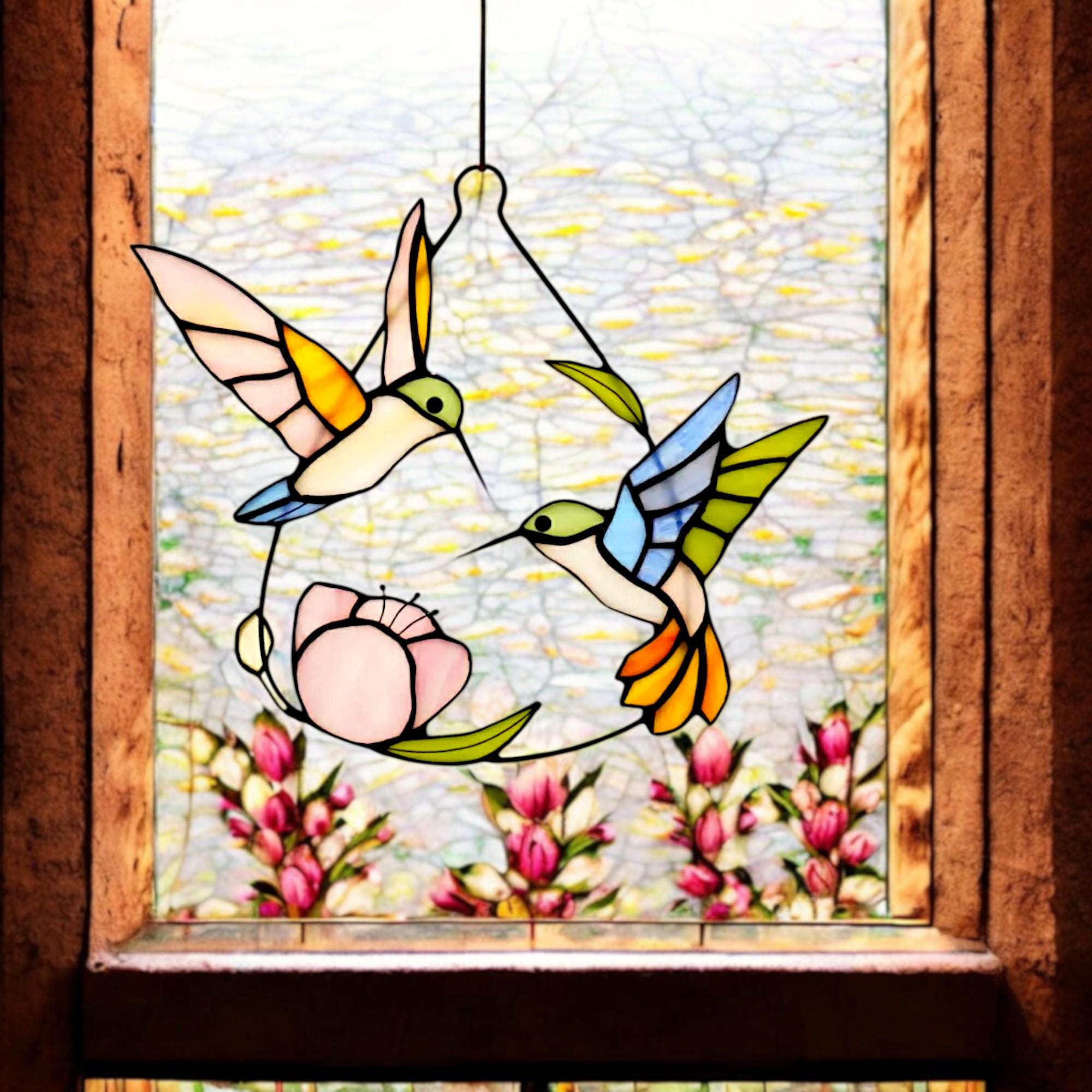 Payutou Kolibri Buntglas Fensteranhänger – Sonnenfänger, Garten-Deko, Geschenk Für Vogelliebhaber