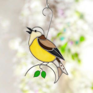 Bird Stained Glass Suncatcher, Bird Window Hanging, Bird Wall Art, Gifts for Grandma, Indoor Decor, Bird Gift for her, Handmade product