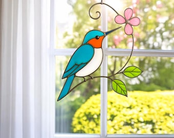 Glasmalerei Kolibri Suncatcher, Vogel Fensterbehang, Outdoor Decor