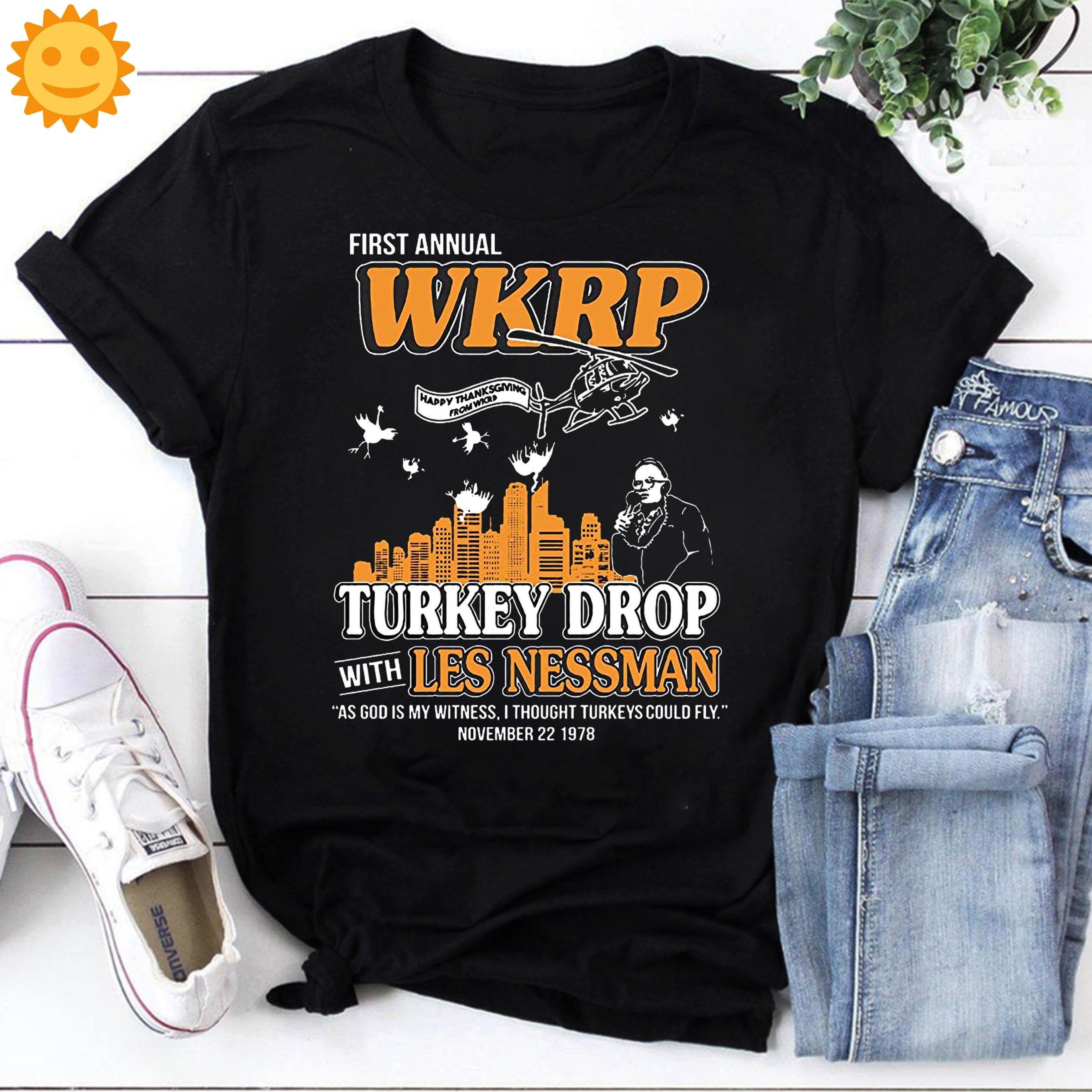 First Annual WKRP Turkey Drop Les Nessman Vintage Tshirt, Thanksgiving