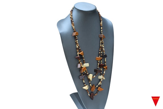 Long Wooden Necklace ,Beaded Necklace, Statement … - image 2