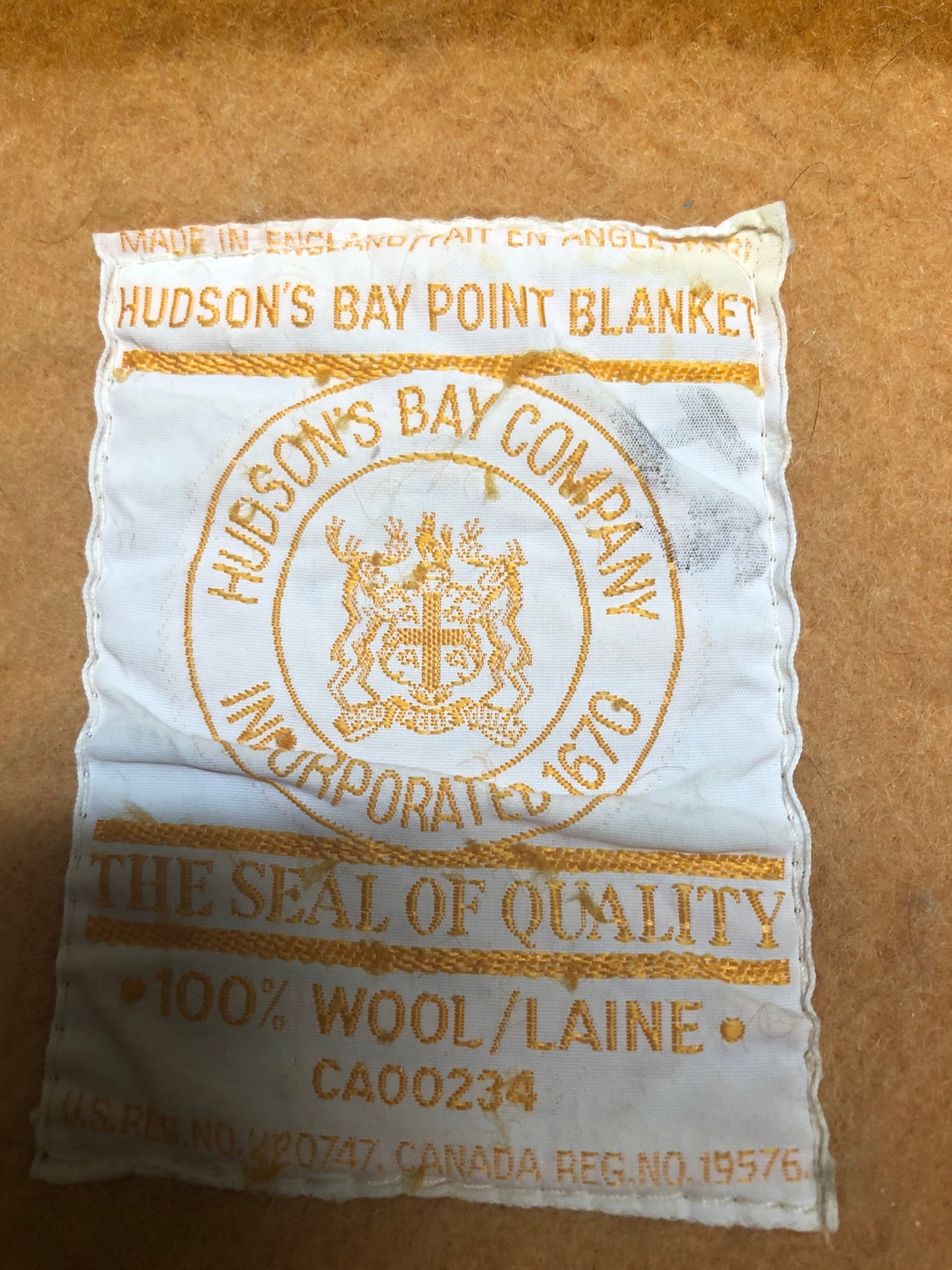 Vintage Hudsons Bay Company Harvest Gold 4 Point Wool Blanket Etsy