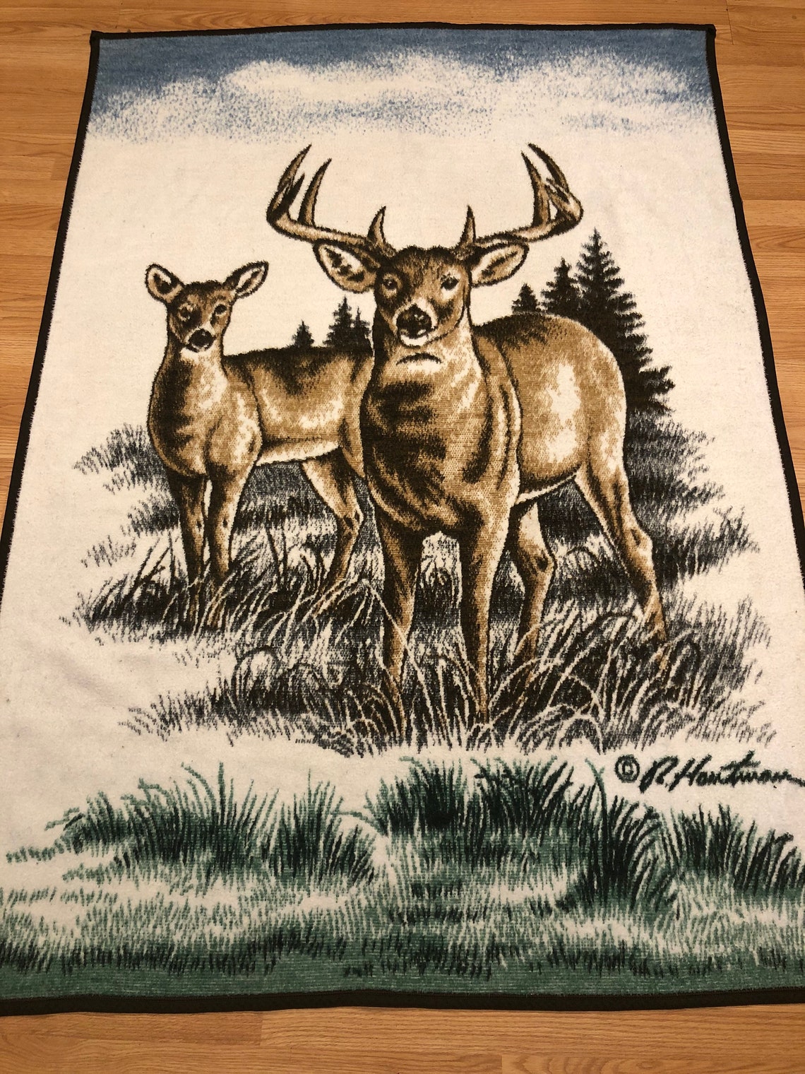 Biederlack Deer Buck Throw Thermal Blanket Hautman Cottage Etsy