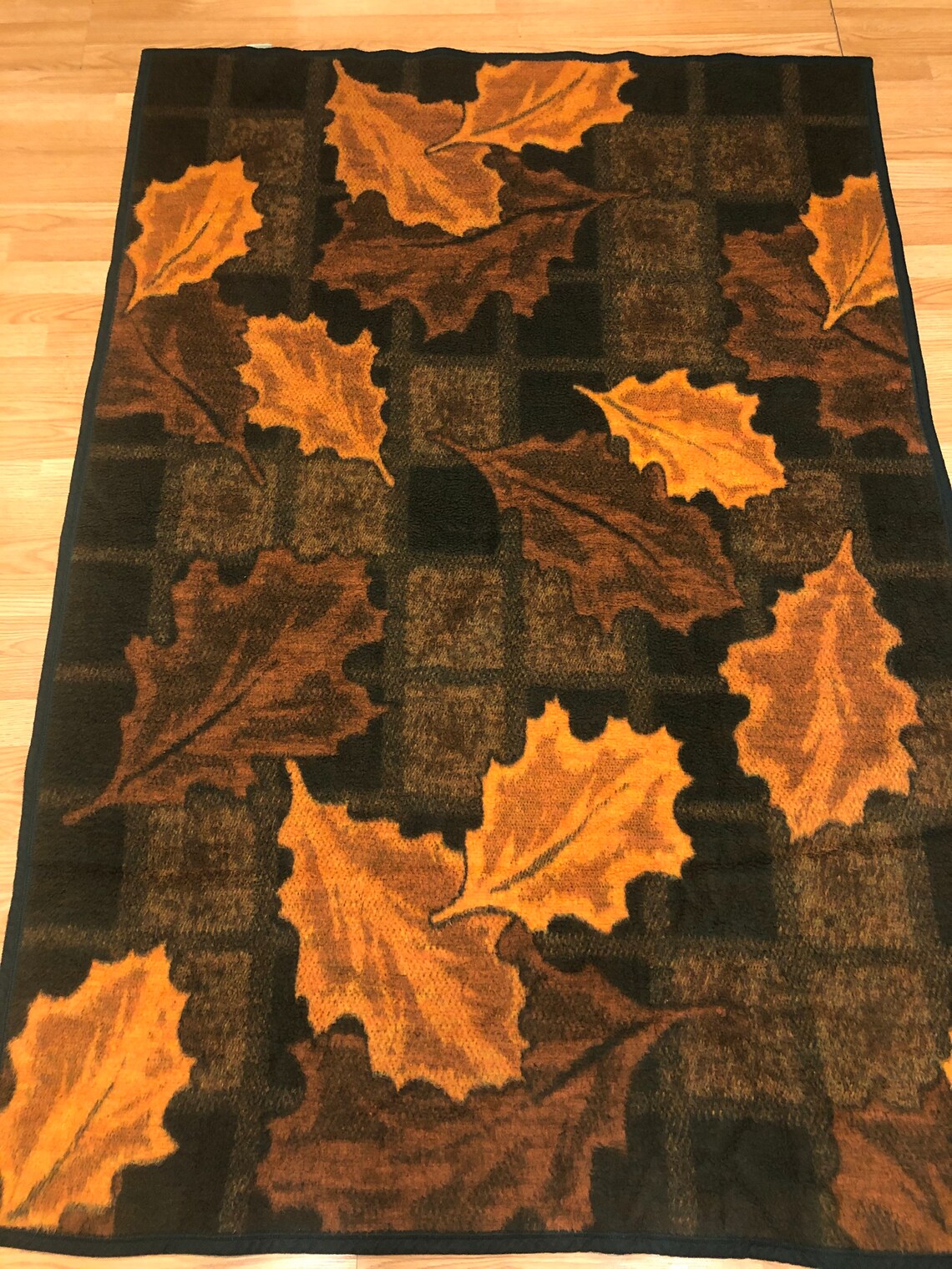 Vintage Biederlack Fall Leaves Blanket Made In USA 75 X 51 Etsy
