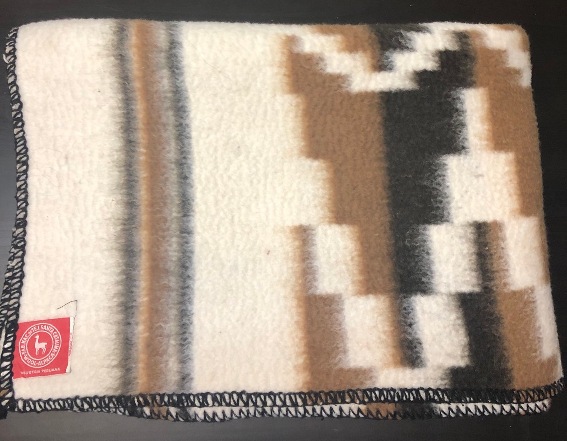 Vintage Peruvian Santa Catalina Alpaca Wool Thick Blanket Etsy