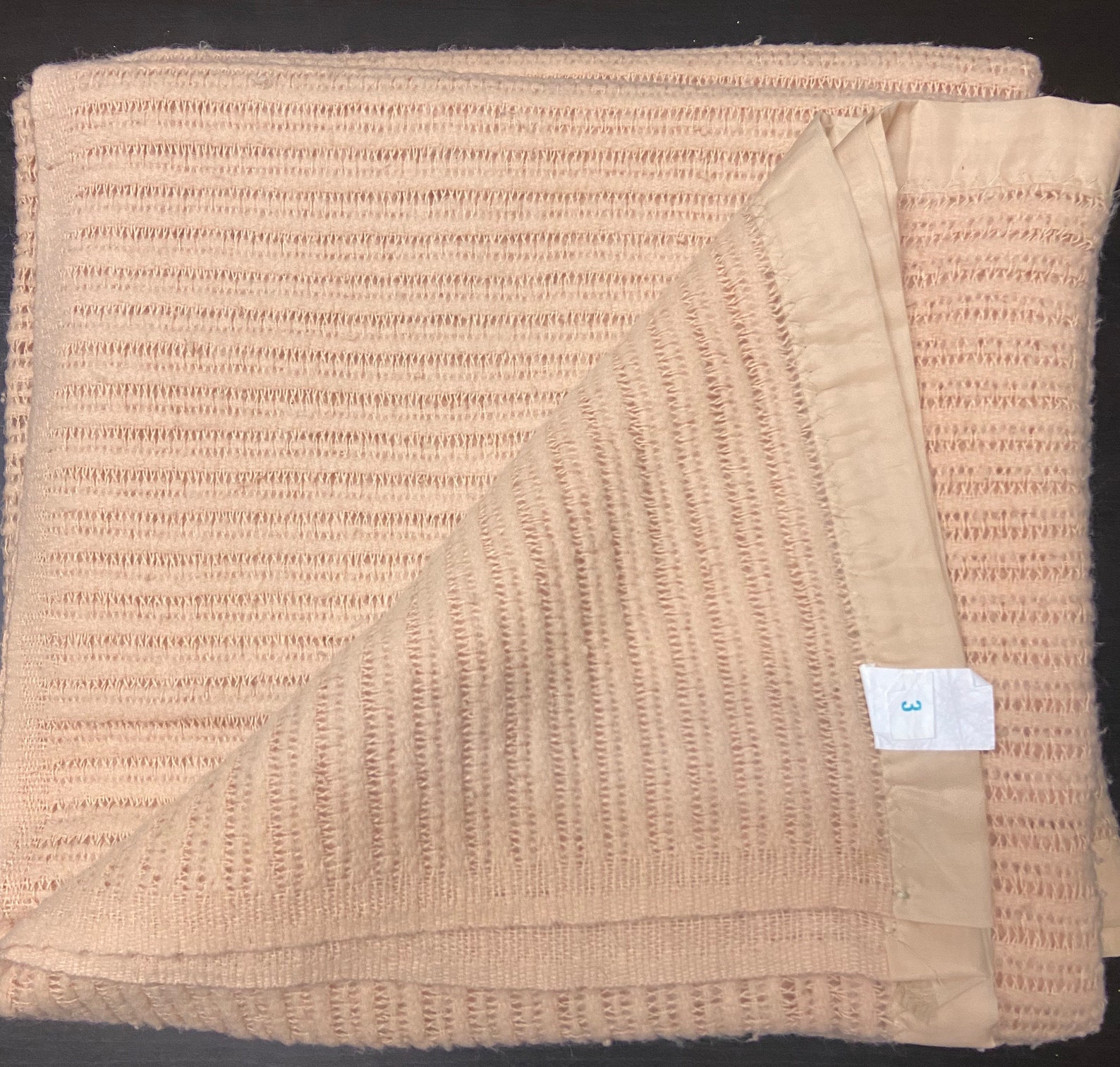 Vintage Esmond Satin Trim Waffle Weave Acrylic Thermal Blanket Etsy