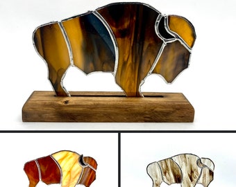 Custom Stained Glass Bison