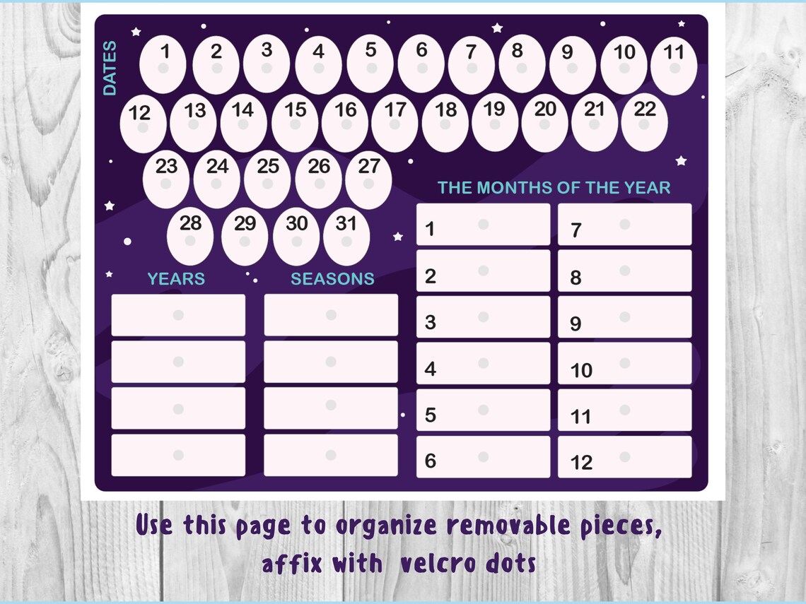 Preschool calendar Printable Space calendar | Etsy