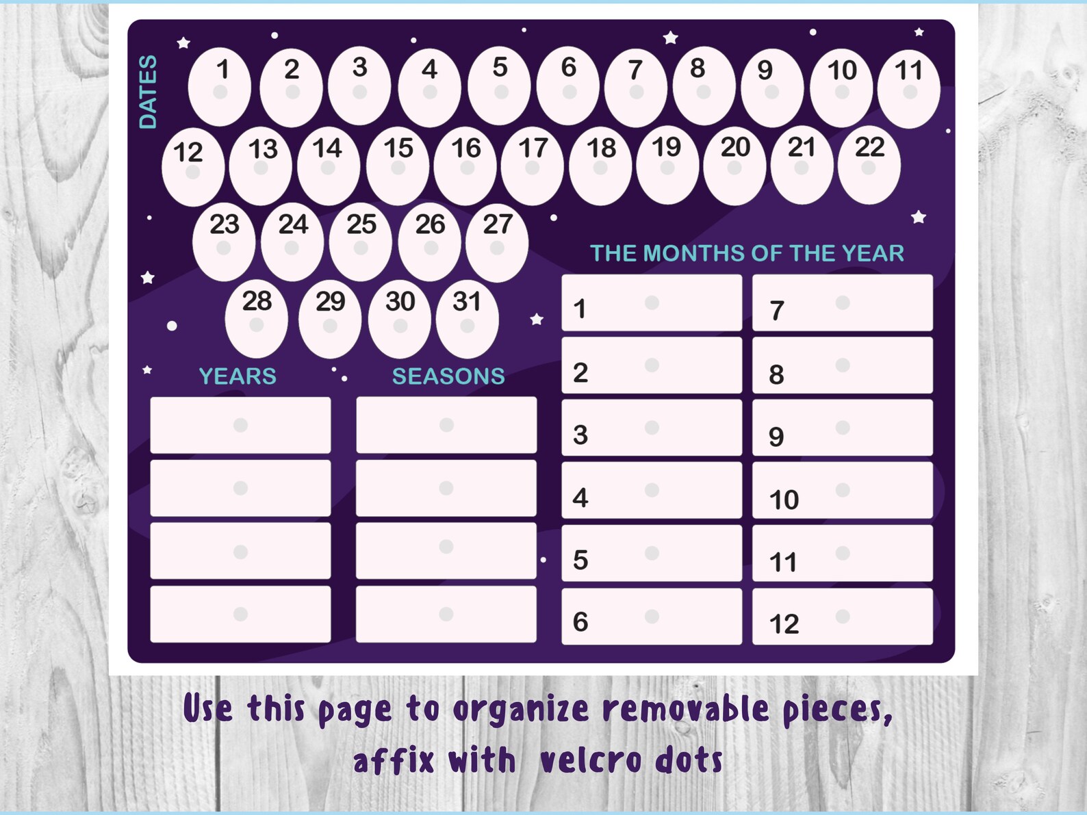 Preschool calendar Printable Space calendar | Etsy