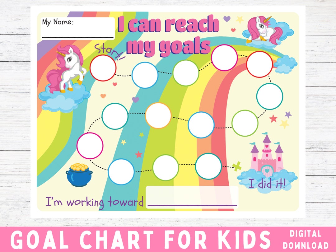 Goal Chart for Kids Unicorn Goal Chart Printable Goal - Etsy