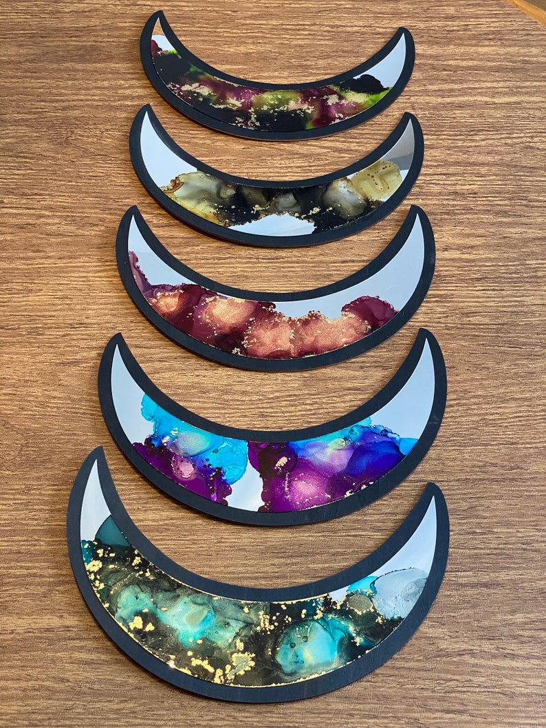 Moon Phase Alcohol Ink Mirrors image 1