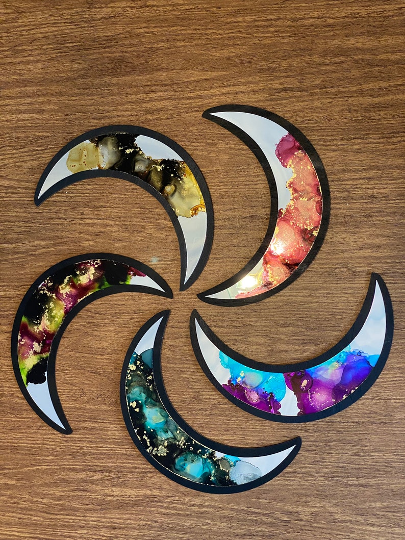Moon Phase Alcohol Ink Mirrors image 10