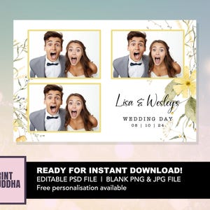 Wedding Photo Booth Template | 4x6 Wedding Photo Booth Template | Photo Booth Template | Yellow Flower Photo Booth Template