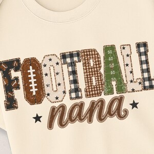 Patchwork Football Nana PNG | Gingham Checker Stars Houndstooth Pattern Designs | Football Lover PNG | Nana Game Day Design | Game Day Tee