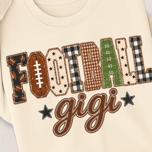 Patchwork Football Gigi PNG / Disegni a quadri, stelle e pied de poule / Amante del calcio PNG / Design Gigi Game Day / Maglietta Game Day