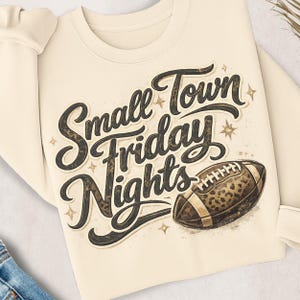 Small Town Friday Nights PNG | Football Mama Design | Friday Night Lights PNG | Y2K Football Design | Leopard Football PNG