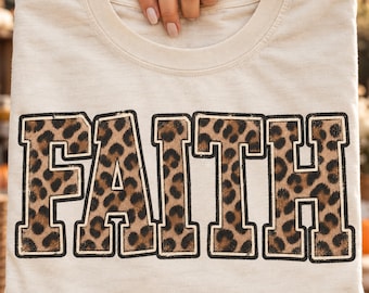 Leopard Faith PNG | Christian Western Christian Design | Leopard Print Faith | Christian Cowgirl PNG | Inspiring Christianity Gifts