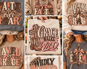 Leopard Faith PNG Bundle | Western Christian Cowgirl Faith Designs | Christian Western Leopard Cross PNG | 7 PNG Bundle | Cowgirl Christian