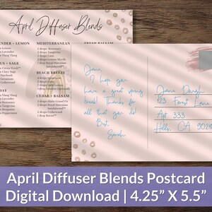 April Essential Oil Diffuser Recipe Postcards | Spring Diffuser Blends ...