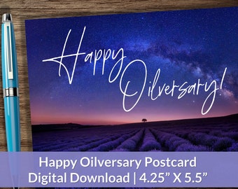 Happy Oilversary! | Young Living | Anniversary Celebration Postcard 4.25" X 5.5" | Instant Digital Download