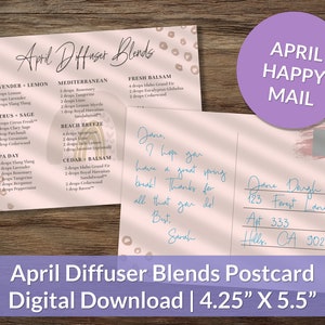 April Essential Oil Diffuser Recipe Postcards | Spring Diffuser Blends ...