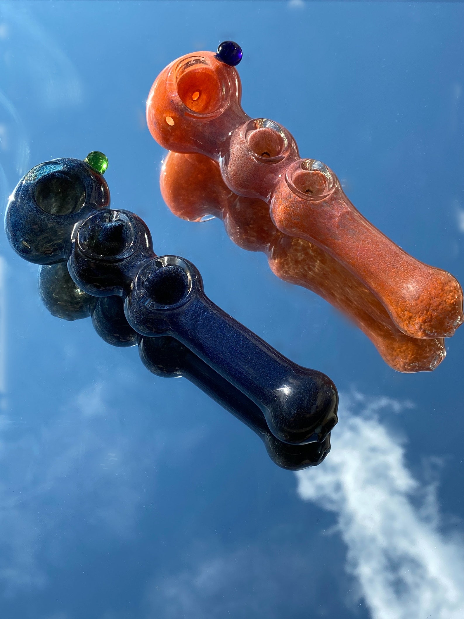 Triple Bowl Handmade Glass Pipes Etsy