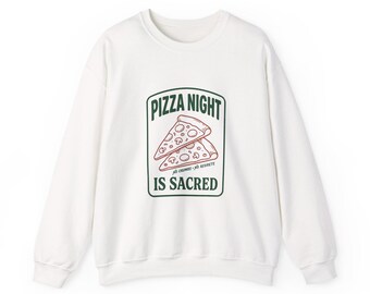 Pizza Night Is Sacred Sweatshirt | Vintage Food Graphics, Retro Diner Style