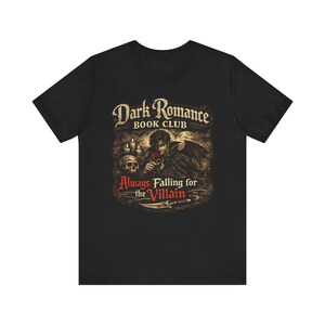 Dark Romance Book Club Always Falling for the Villain Tee | Gothic Reader Shirt image 3