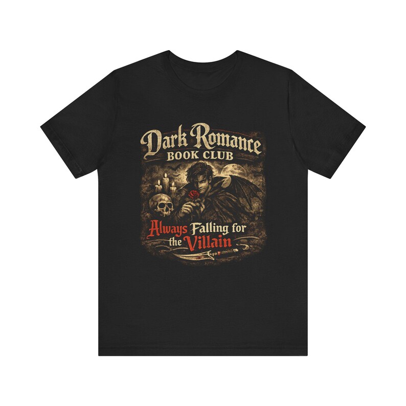 Dark Romance Book Club Always Falling for the Villain Tee | Gothic Reader Shirt image 3