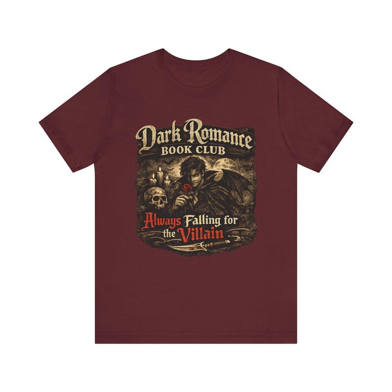 Dark Romance Book Club Always Falling for the Villain Tee | Gothic Reader Shirt image 7