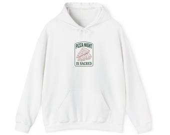 Pizza Night Is Sacred Hoodie | Vintage Food Graphics, Retro Diner Pizza Sweatshirt