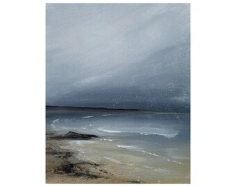 Scottish Coastal Landscape, Acrylic on Canvas with Handmade Natural Pigments, 8"x10" Signed Original