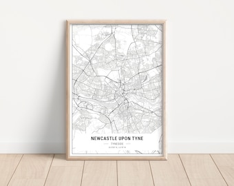 Map of Newcastle Artwork | Print | Poster | Newcastle Upon Tyne | Tyneside | North East England | Geordies | Toon